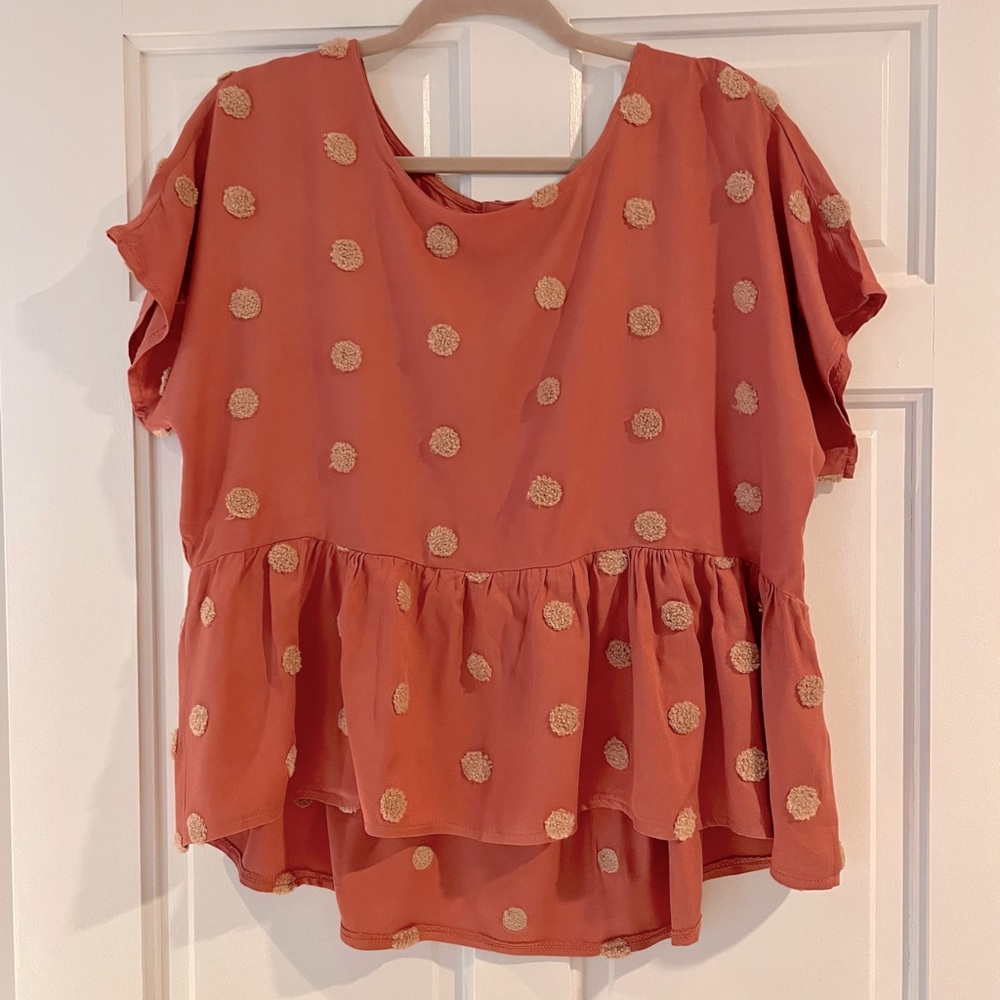 Blu Pepper Polka Dot Babydoll Blouse